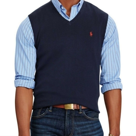 Polo Ralph lauren NWT Pima COTTON Navy Knit Vest XXL/TTG. - Picture 3 of 9